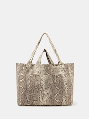 Accessorize Brown Snakeskin Print Shopper Bag - Image 1 of 2