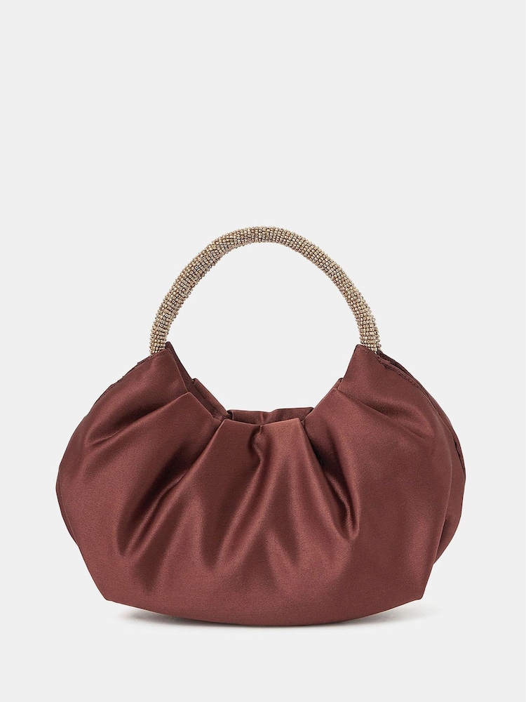 Accessorize Brown Mini Embellished Satin Bag - Image 2 of 5