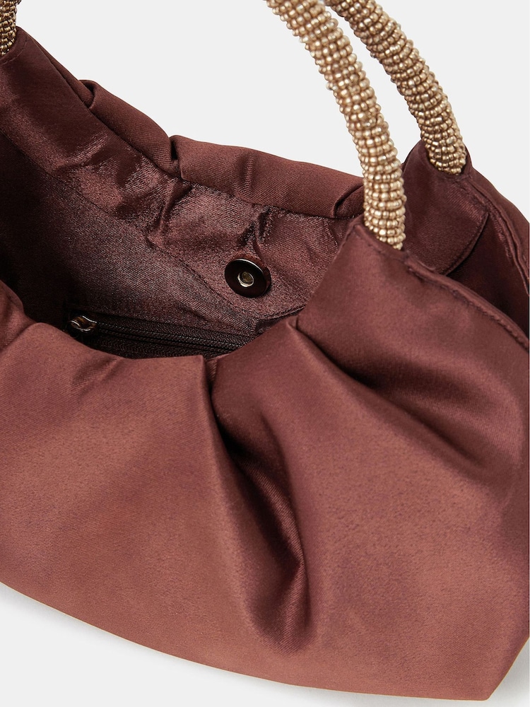 Accessorize Brown Mini Embellished Satin Bag - Image 5 of 5