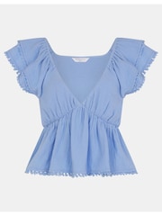 Accessorize Blue Sleeveless Frilly Tassel Blouse - Image 4 of 4