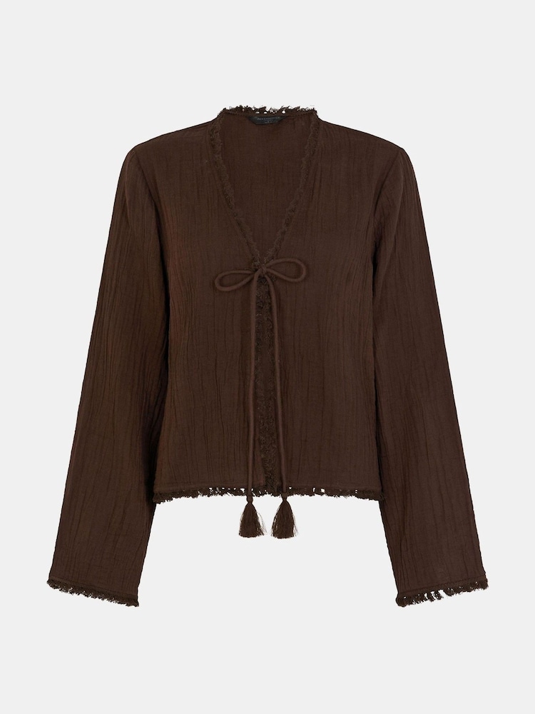 Accessorize Crinkle Long Sleeve Tie Blouse - Imagen 1 de 1