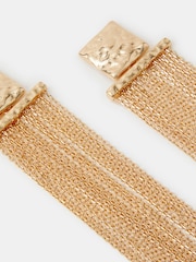 Accessorize Gold Tone Molten Square Chain Drop Earrings - Image 2 of 2