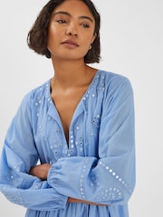 Accessorize Blue Mirror Embellished Long Sleeve Midi Dress - Image 3 of 4