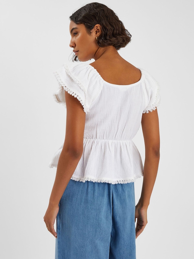 Accessorize White Sleeveless Frilly Tassel Blouse - Image 2 of 4 Accessorize White Sleeveless Frilly Tassel Blouse - Image 2 of 4