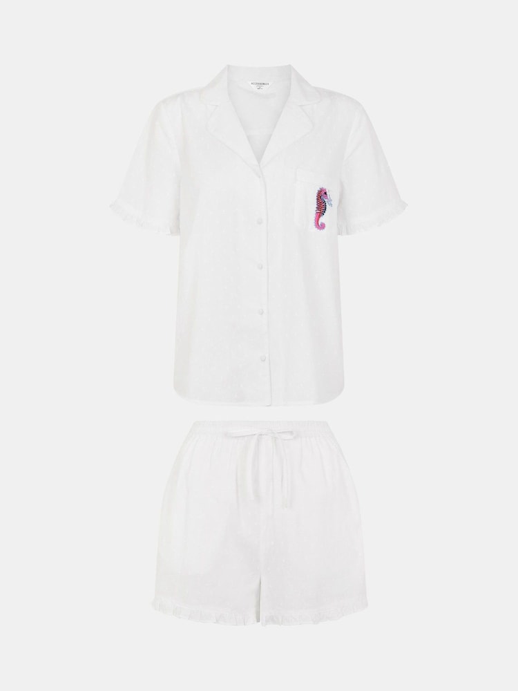 Accessorize Seahorse Print Short Pyjamas Set - صورة 1 من 1 Accessorize Seahorse Print Short Pyjamas Set - صورة 1 من 1