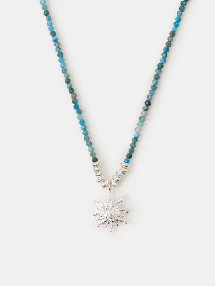 Accessorize Silver Sterling Plated Bead Sun Pendant Necklace - Image 1 of 1