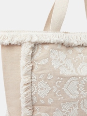 Accessorize Natural Embroidered Fringe Tote Bag - Image 4 of 5