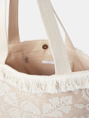 Accessorize Natural Embroidered Fringe Tote Bag - Image 5 of 5