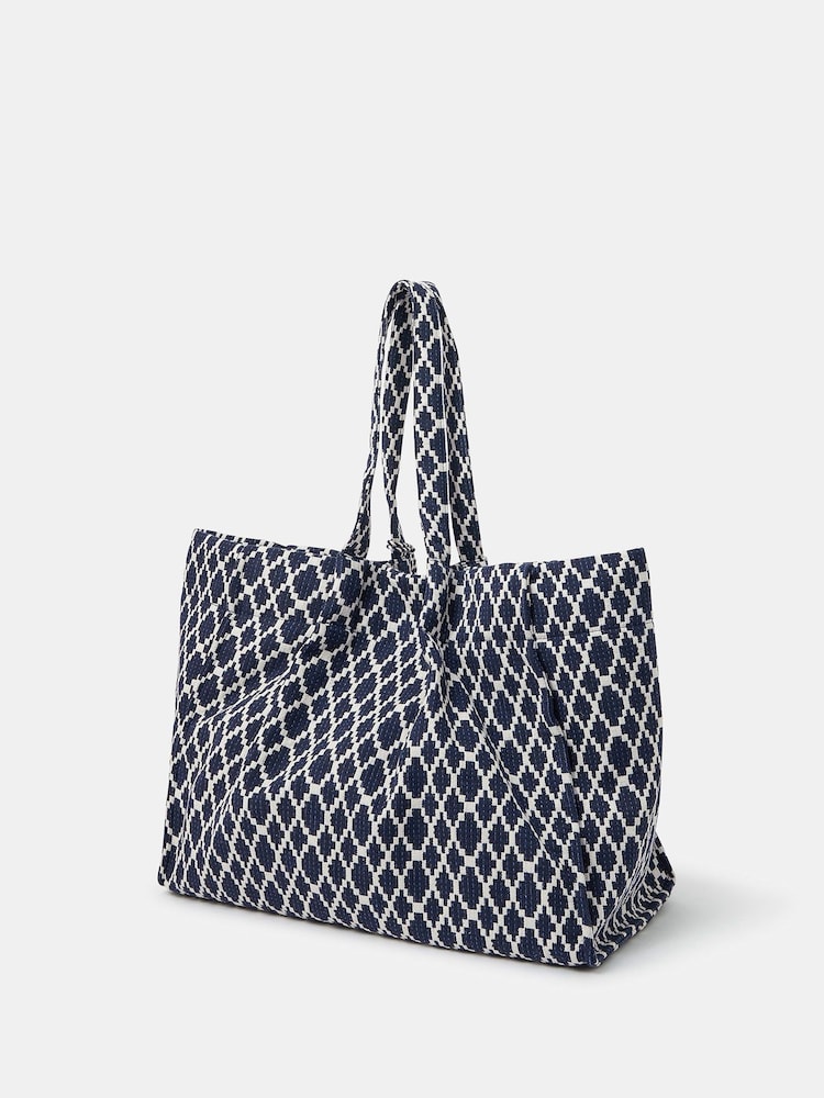 Accessorize Blue Geometric Tote Bag - Image 2 of 5