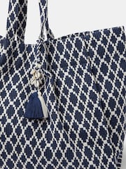 Accessorize Blue Geometric Tote Bag - Image 4 of 5