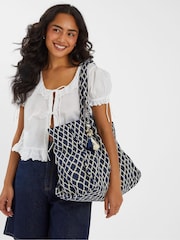 Accessorize Blue Geometric Tote Bag - Image 5 of 5