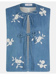 Colete jeans bordado com estampa floral Accessorize - Imagem 4 de 4