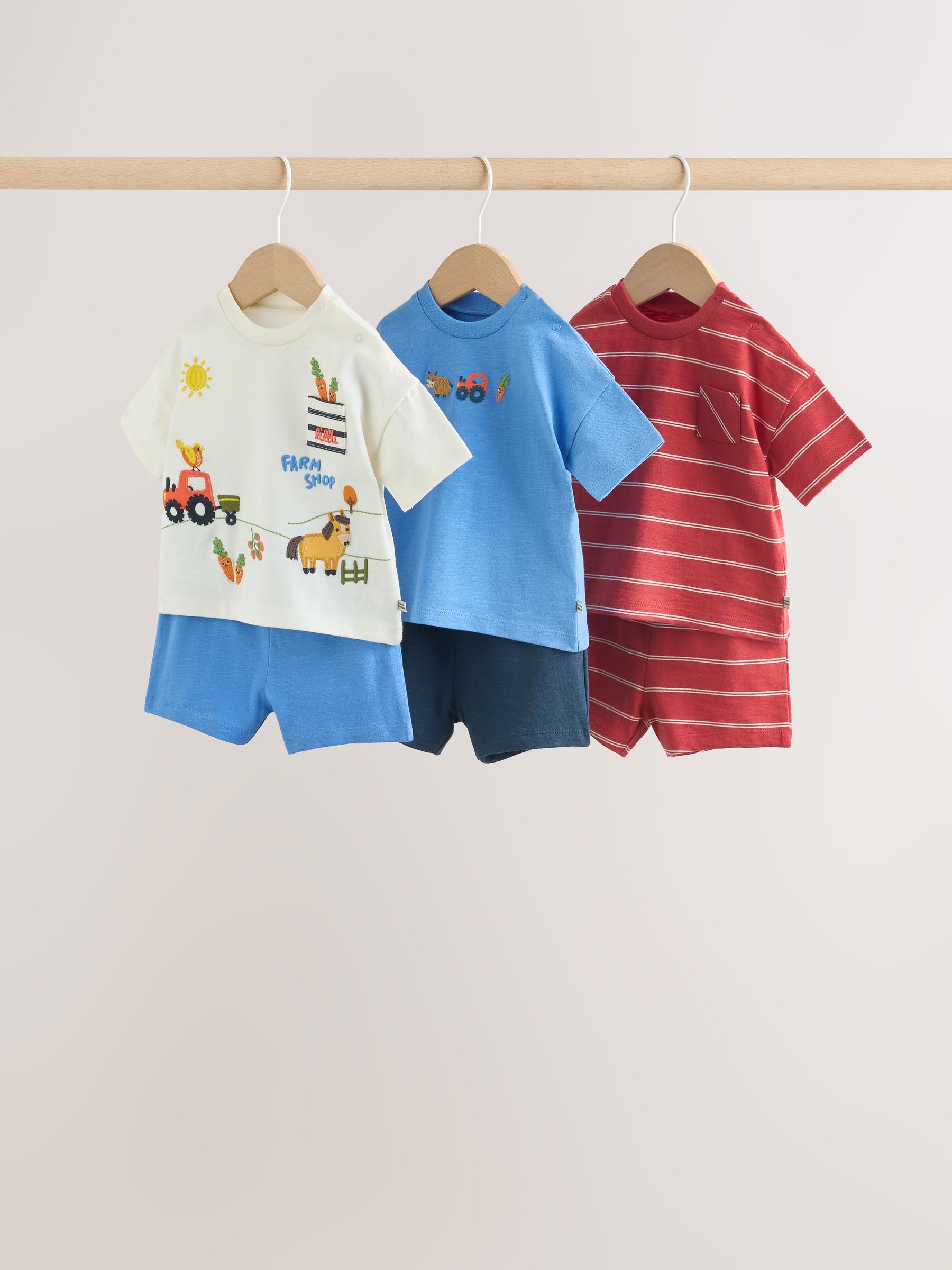 Blue/Red Homegrown Farm Tops and Shorts Baby Set 6 Piece (0mths-3yrs)