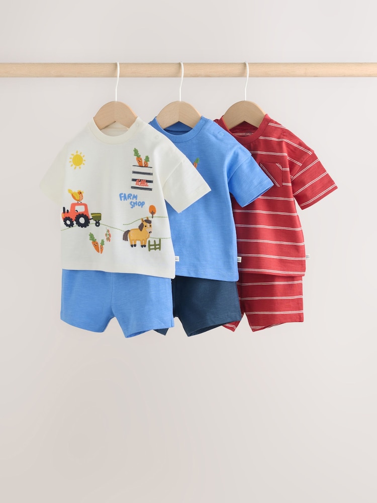 Blue/Red Homegrown Farm - Tops and Shorts Baby Set 6 Piece (0mths-3yrs) - Imaginea 1 din 14