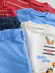 Blue/Red Homegrown Farm - Tops and Shorts Baby Set 6 Piece (0mths-3yrs) - Imaginea 12 din 14