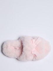 Boux Avenue Pink Plush Bow Slider Slippers - Image 4 of 5