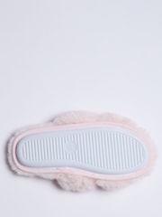 Boux Avenue Pink Plush Bow Slider Slippers - Image 5 of 5