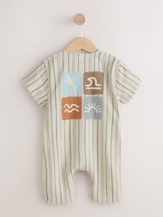 Mono Stripe Short Sleeve Baby Romper (0mths-3yrs) - Image 6 of 10