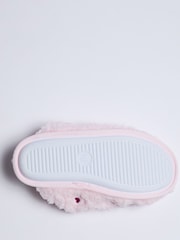 Boux Avenue Pink Heart Embroidered Borg Mule Slippers - Image 5 of 6