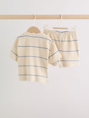 Neutral/Blue Stripe Top and Short Towelling Baby Set (0mths-2yrs) - Image 2 of 14