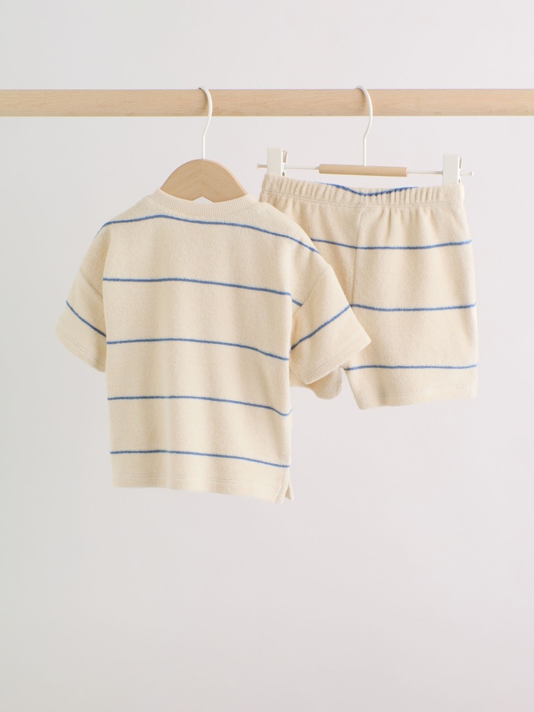 Neutral/Blue Stripe Top and Short Towelling Baby Set (0mths-2yrs) - Image 2 of 14 Neutral/Blue Stripe Top and Short Towelling Baby Set (0mths-2yrs) - Image 2 of 14