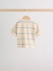 Neutral/Blue Stripe Top and Short Towelling Baby Set (0mths-2yrs) - Image 5 of 14