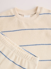 Neutral/Blue Stripe Top and Short Towelling Baby Set (0mths-2yrs) - Image 7 of 14