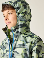 Regatta Green Junior Waterproof Printed Lever Jacket - Image 6 of 9