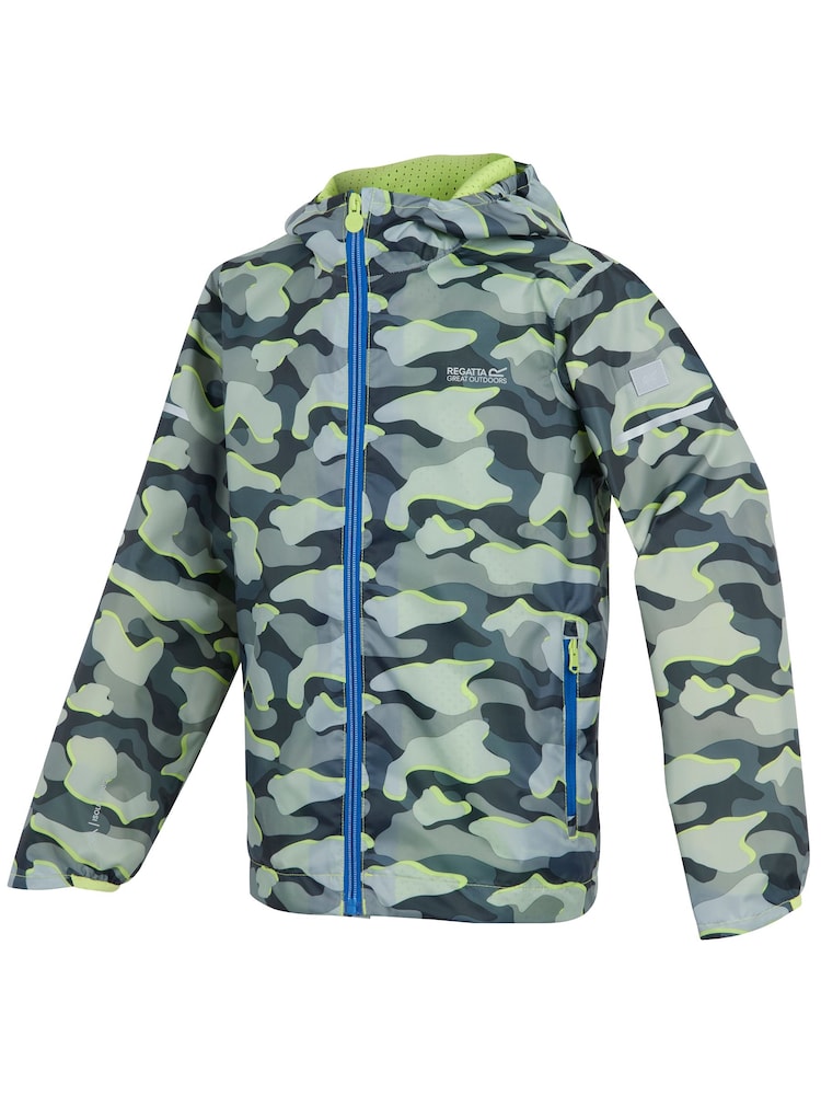 Regatta Green Junior Waterproof Printed Lever Jacket - Image 9 of 9