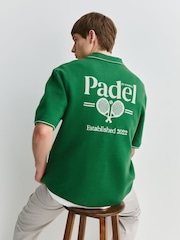 Green Padel Graphic - Relaxed Fit Ultrasoft Smart Knitted Shirt - صورة 1 من 9