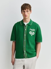 Green Padel Graphic - Relaxed Fit Ultrasoft Smart Knitted Shirt - صورة 3 من 9