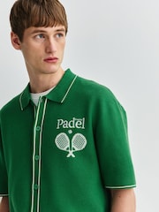Green Padel Graphic - Relaxed Fit Ultrasoft Smart Knitted Shirt - صورة 5 من 9