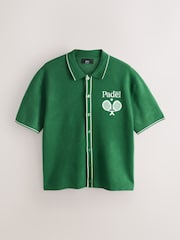 Green Padel Graphic - Relaxed Fit Ultrasoft Smart Knitted Shirt - صورة 6 من 9
