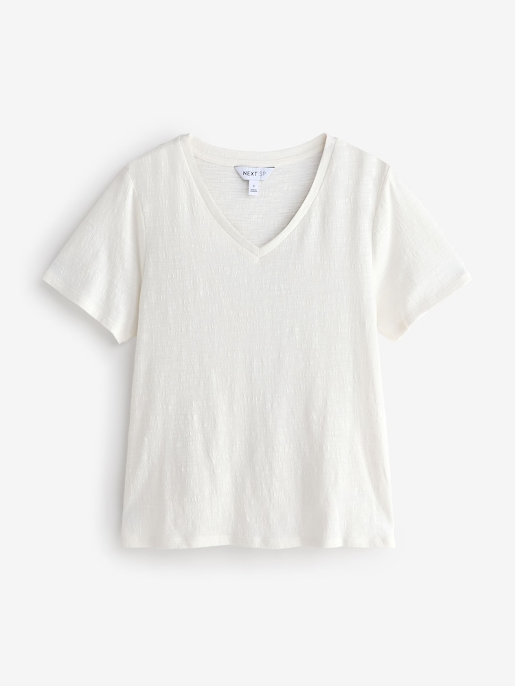 Cream Texture V-Neck T-Shirt - Image 1 of 1