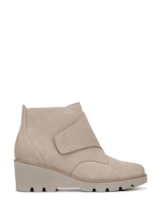 Vionic Wide Fit Cream Abby Arch Support Wedge Ankle Boots - Image 1 of 7