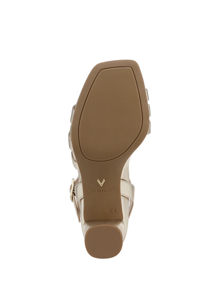 Vionic Gold Nora Wide Fit Arch Support Ankle Strap Sandals - Image 7 of 7