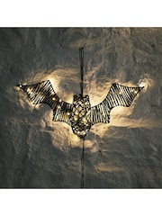 Lights4fun Black Rattan Outdoor Light-Up Halloween Bat - Image 3 of 4