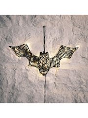 Lights4fun Black Rattan Outdoor Light-Up Halloween Bat - Image 4 of 4