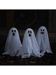 Lights4fun Set of 3 White Ghost Halloween Garden Stake Lights - Image 2 of 3