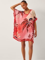 Monsoon Orange Alex Palm Tassel Mini Kaftan - Image 1 of 4