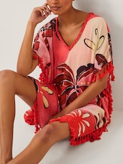 Monsoon Orange Alex Palm Tassel Mini Kaftan - Image 4 of 4