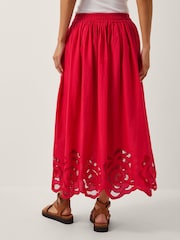 Monsoon Red Grace Cutwork Midi Skirt - Image 2 of 5