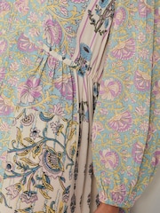 Monsoon Cream Selene Floral Print Long Sleeve Maxi Dress - Image 3 of 6