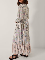 Monsoon Cream Selene Floral Print Long Sleeve Maxi Dress - Image 4 of 6