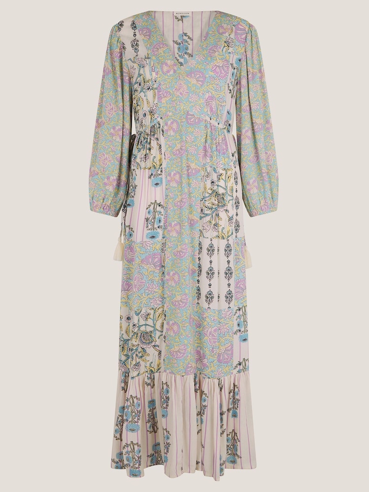 Monsoon Cream Selene Floral Print Long Sleeve Maxi Dress - Image 6 of 6