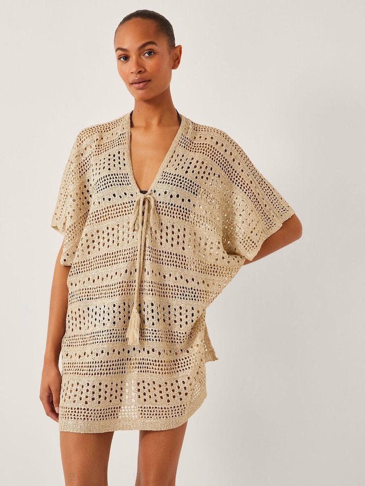 Monsoon Metallic Rosa Knit Mini Kaftan - Image 1 of 4 Monsoon Metallic Rosa Knit Mini Kaftan - Image 1 of 4