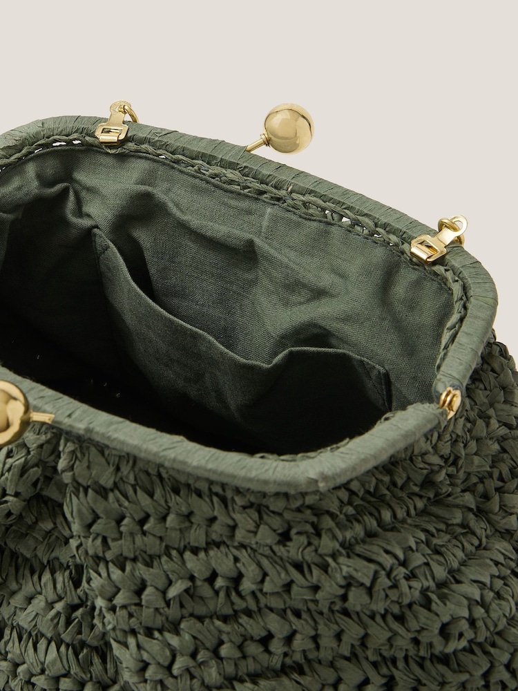 Monsoon Green Lana Raffia Clutch Bag - Image 4 of 4 Monsoon Green Lana Raffia Clutch Bag - Image 4 of 4