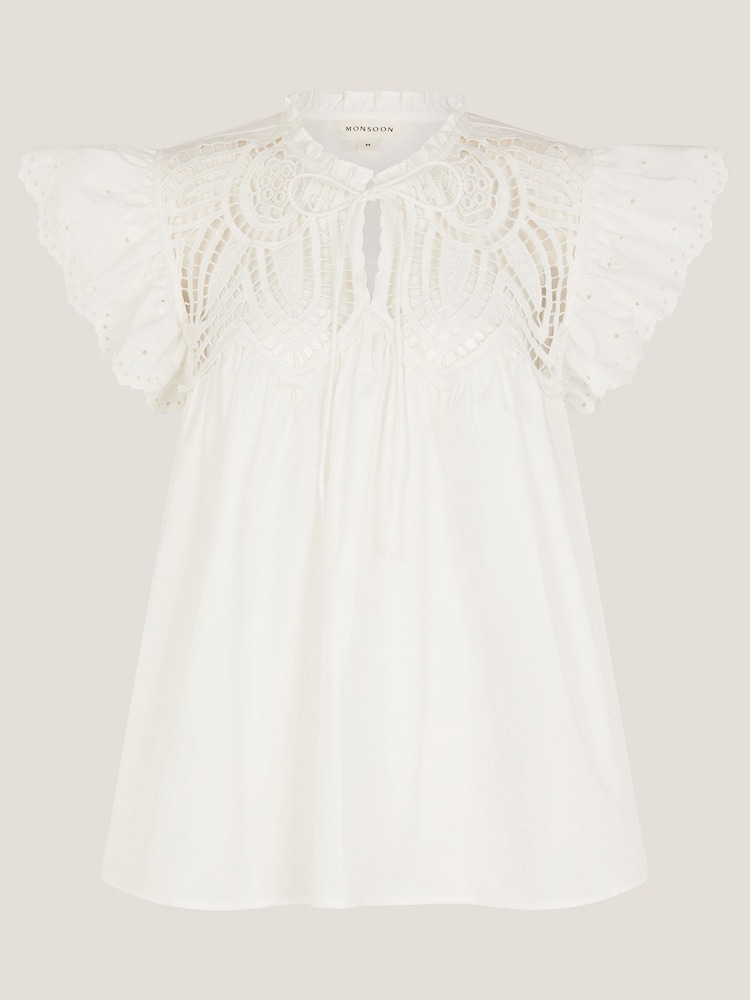 Monsoon Zadie Broderie Frill Top - Imagem 5 de 5