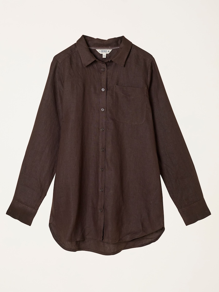 Šokolādes brūns - FatFace Linen Shirt - Attēls 7 no 7