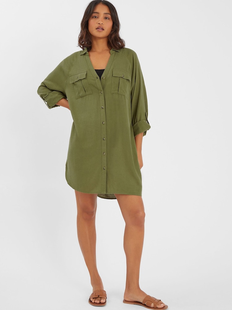 Accessorize Green Long Sleeve Beach Cover-Up Shirt - Image 1 of 4 Accessorize Green Long Sleeve Beach Cover-Up Shirt - Image 1 of 4